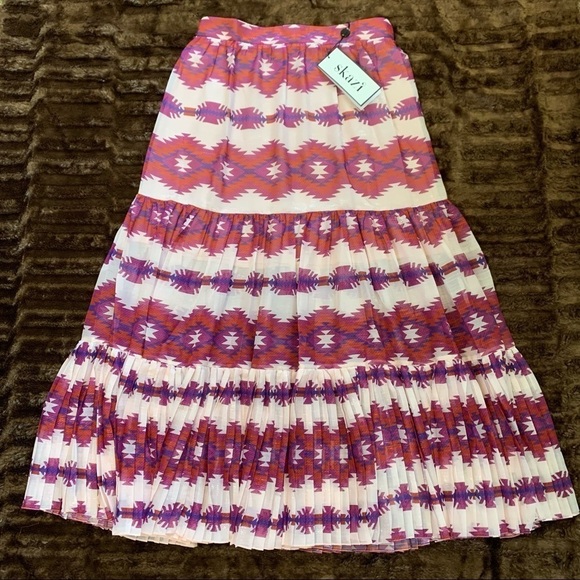 Skazi NWT Pleated Tribal Print Pleated Skirt Large - Picture 3 of 16